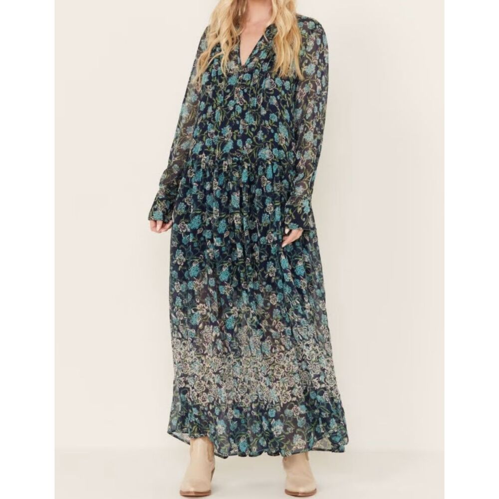 Free People See It Through Floral Maxi Dress Size S